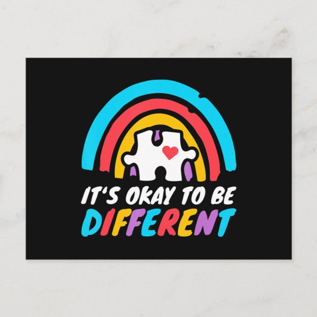 Autism Awareness Puzzle Piece Rainbow T-Shirt214  Postcard (Front)