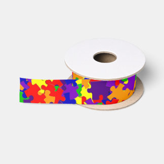 Autism Awareness Puzzle Piece Ribbon Satin Ribbon