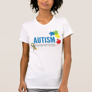 Autism Awareness Puzzle Pieces and Ribbon T-Shirt