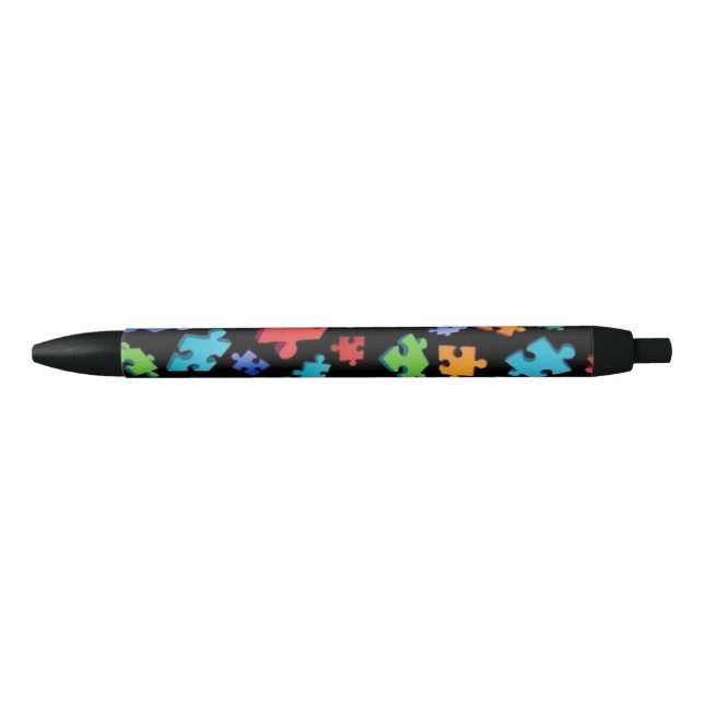 Autism Awareness Puzzle Pieces Black Ink Pen (Front)