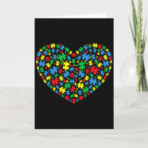 Autism Awareness Puzzle Pieces Heart Autism Mom Wo Card