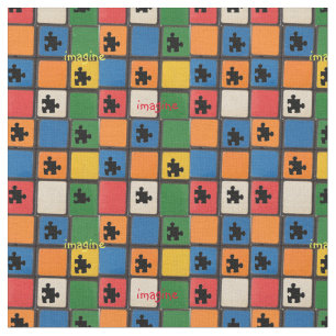 Autism Awareness Puzzle Pieces Mosaic Fabric