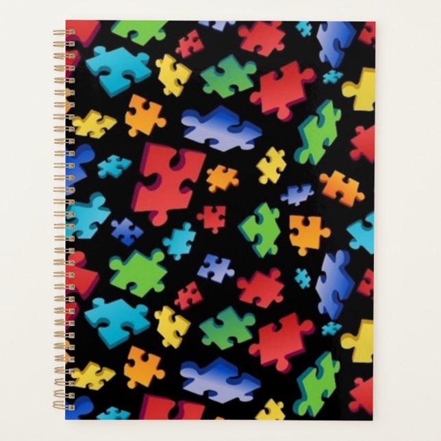 Autism Awareness Puzzle Pieces Planner (Front)