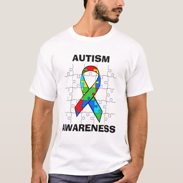 Autism Awareness Puzzle Pieces Ribbon Shirt (Front)