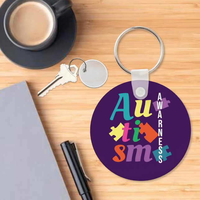 Autism Awareness - Puzzle- Purple  Keychain (Creator Uploaded)