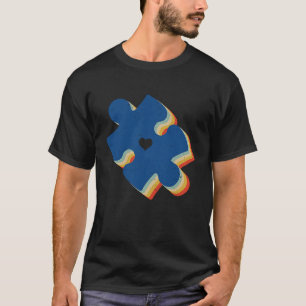 Autism Awareness Puzzle Retro Vintage Mom Dad Supp T-Shirt