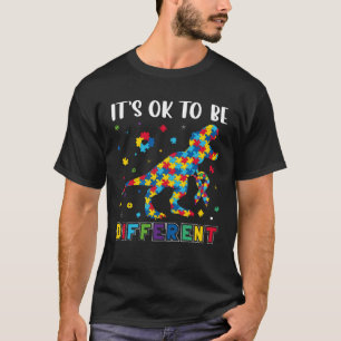 Autism Awareness Puzzle Rex Boys Its Ok To Be Diff T-Shirt