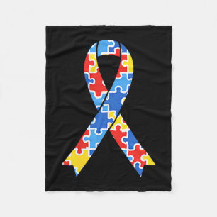 Autism Awareness Puzzle Ribbon Pocket Shirt Suppor Fleece Blanket