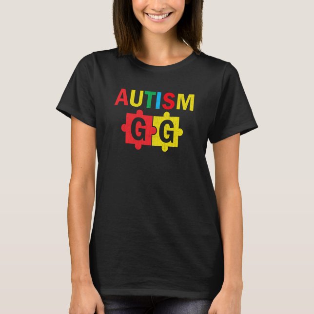 Autism Awareness Puzzle Ribbon Proud Autism Gg T-Shirt (Front)