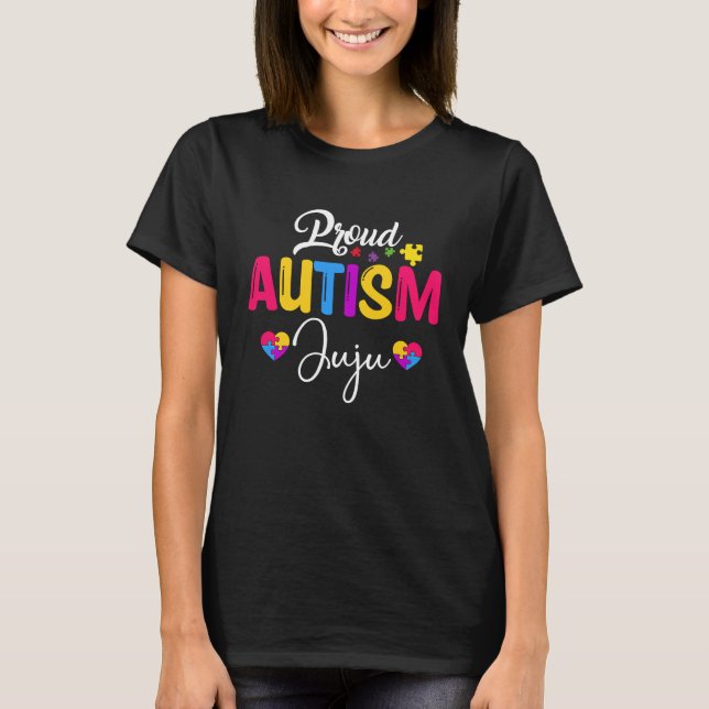 Autism Awareness Puzzle Ribbon  Proud Autism Juju T-Shirt (Front)