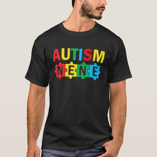Autism Awareness Puzzle Ribbon Proud Autism Nene T-Shirt (Front)