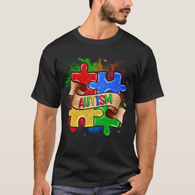 Autism Awareness Puzzle T-shirt  (Front)