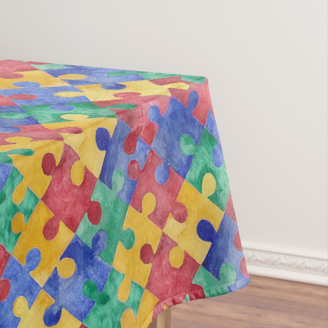 Autism Awareness puzzle tablecloth (In Situ)