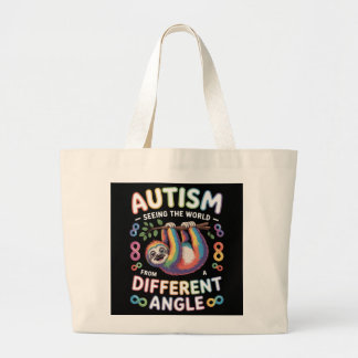 Autism Awareness Quote Unique Mind Rainbow Large Tote Bag