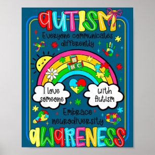 Autism awareness rainbow embrace neurodiversity poster
