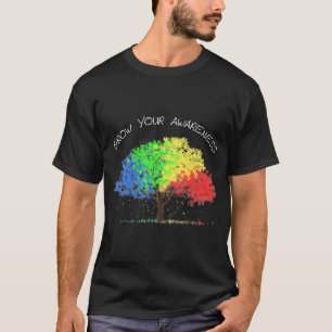Autism Awareness Rainbow Tree Grow Your Awareness  T-Shirt