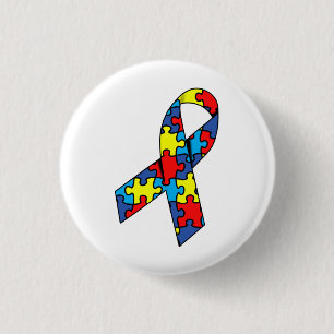 Autism Awareness Ribbon 1 Inch Round Button