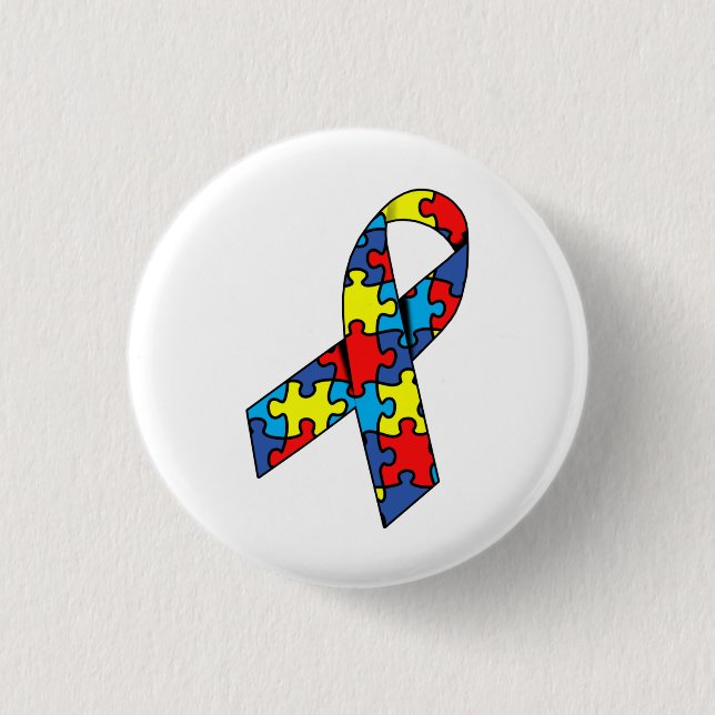 Autism Awareness Ribbon 1 Inch Round Button (Front)