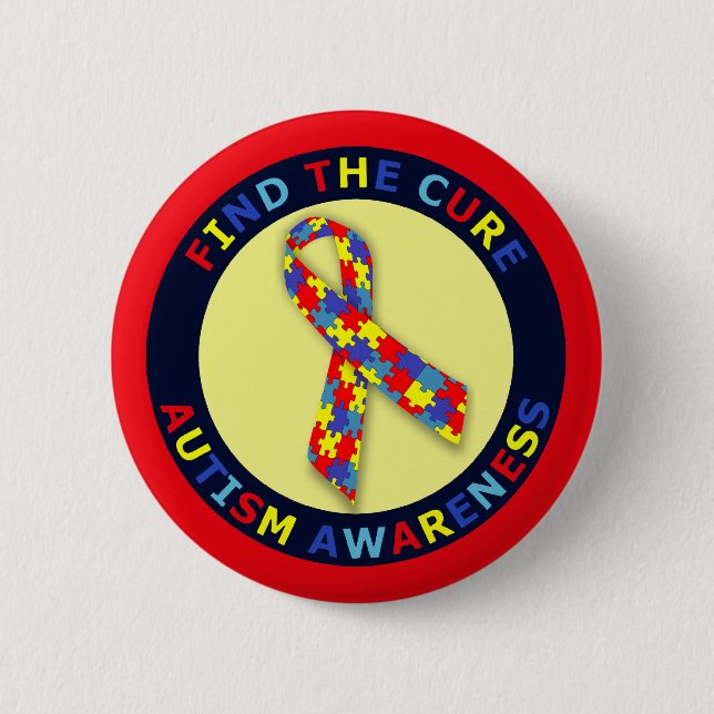Autism Awareness Ribbon 2 Inch Round Button (Front)