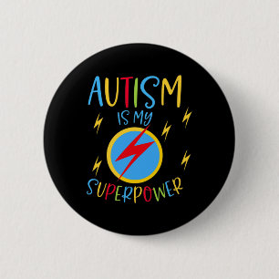 Autism Awareness Ribbon Boys Girls Kids Is My Supe 2 Inch Round Button