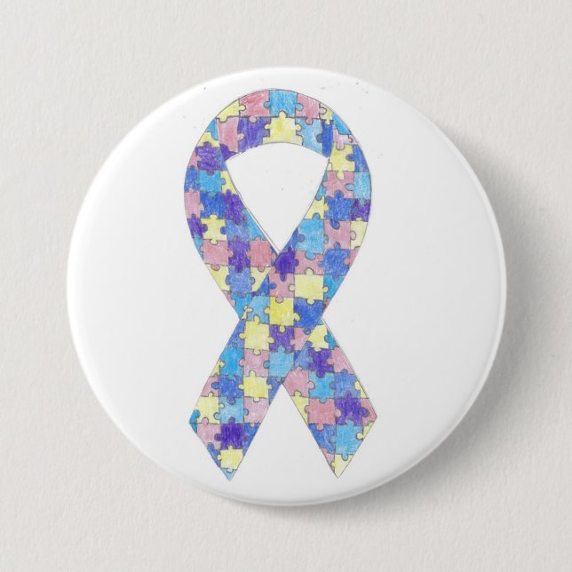 Autism Awareness Ribbon Button (Front)