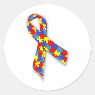 Autism Awareness ribbon Classic Round Sticker