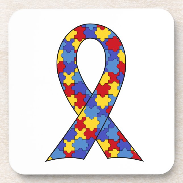 Autism Awareness  Ribbon Coaster (Front)