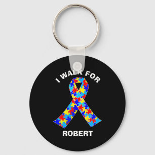 Autism Awareness Ribbon Custom Fundraising Walk T  Keychain