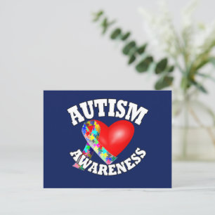 Autism Awareness Ribbon heart Postcard