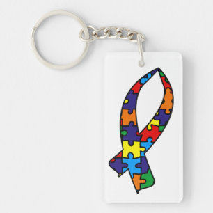 Autism Awareness Ribbon Keychain
