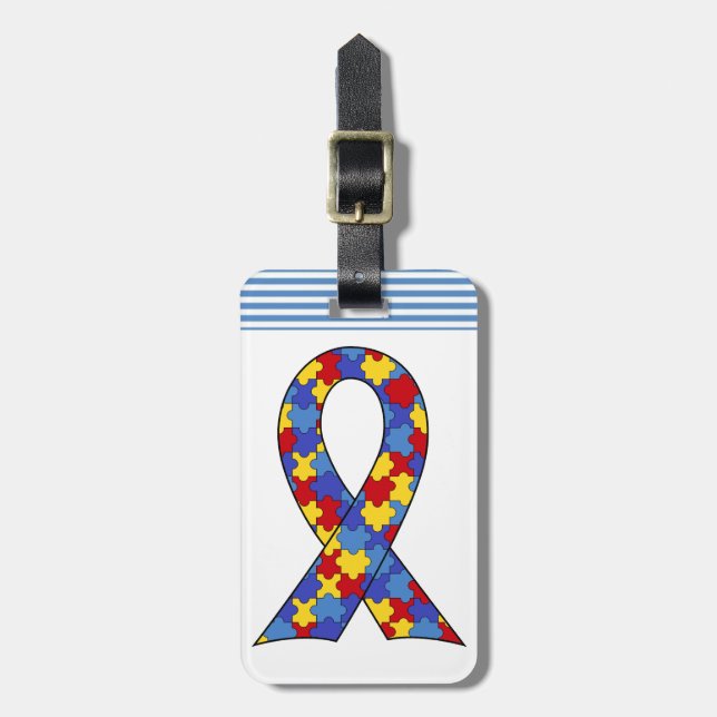 Autism Awareness  Ribbon Luggage Tag (Front Vertical)