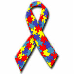 Autism Awareness Ribbon Pin Photo Sculpture Button<br><div class="desc">A graphic design of a Autism Awareness Ribbon on a pin.</div>
