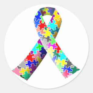 Autism Awareness Ribbon Round Stickers Sheets