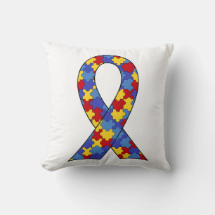 Autism Awareness Ribbon Throw Pillow
