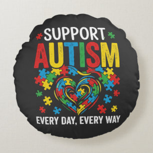Autism awareness round pillow