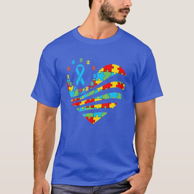 Autism Awareness S Heart Support Autistic Kindness T-Shirt (Front)