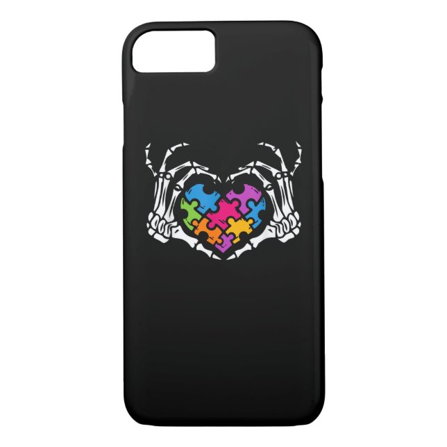 Autism Awareness s s Skeleton Hand Heart Puzzle Pi Case-Mate iPhone Case (Back)