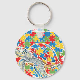 Autism Awareness Sea Turtle Puzzle Autisti Keychain