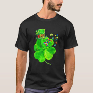 Autism Awareness Shamrock St Patrick's Day Puzzle T-Shirt