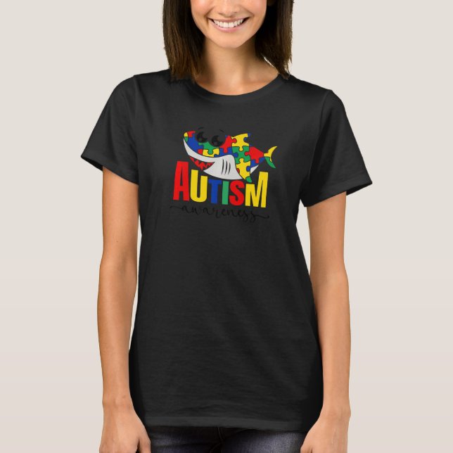 Autism Awareness Shark Puzzle Pieces Autism Child  T-Shirt (Front)