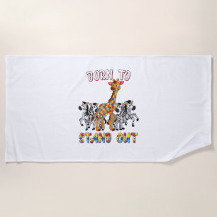 Autism Awareness Shirt Boys Born To Stand Out Gira Beach Towel