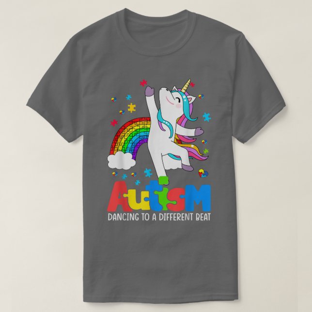 Autism awareness shirt Dabbing Unicorn Dancing Puz (Design Front)