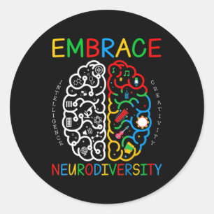 Autism Awareness Shirt Embrace Neurodiversity ADHD Classic Round Sticker