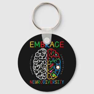 Autism Awareness Shirt Embrace Neurodiversity ADHD Keychain