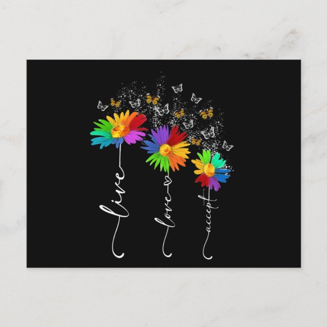 Autism Awareness Shirt Live Love Accept Autism Flo Postcard (Front)