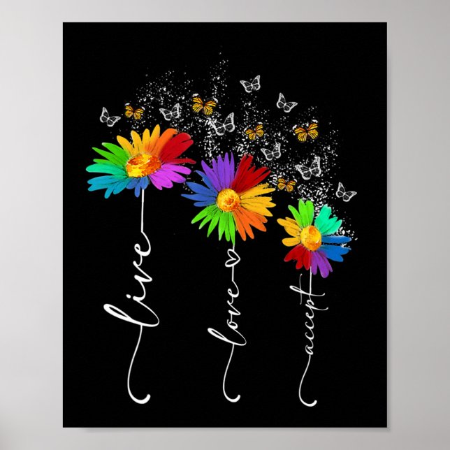 Autism Awareness Shirt Live Love Accept Autism Flo Poster (Front)