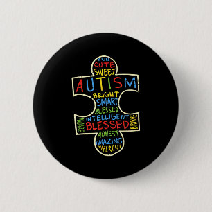 Autism Awareness Shirt Puzzle Piece Words Autistic 2 Inch Round Button