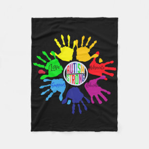 Autism Awareness Sign Language Hand Puzzle Support Fleece Blanket