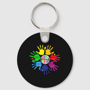 Autism Awareness Sign Language Hand Puzzle Support Keychain