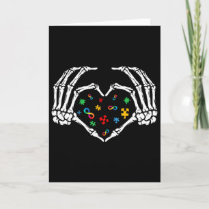 Autism Awareness Skeleton Acceptance Rainbow Infin Card